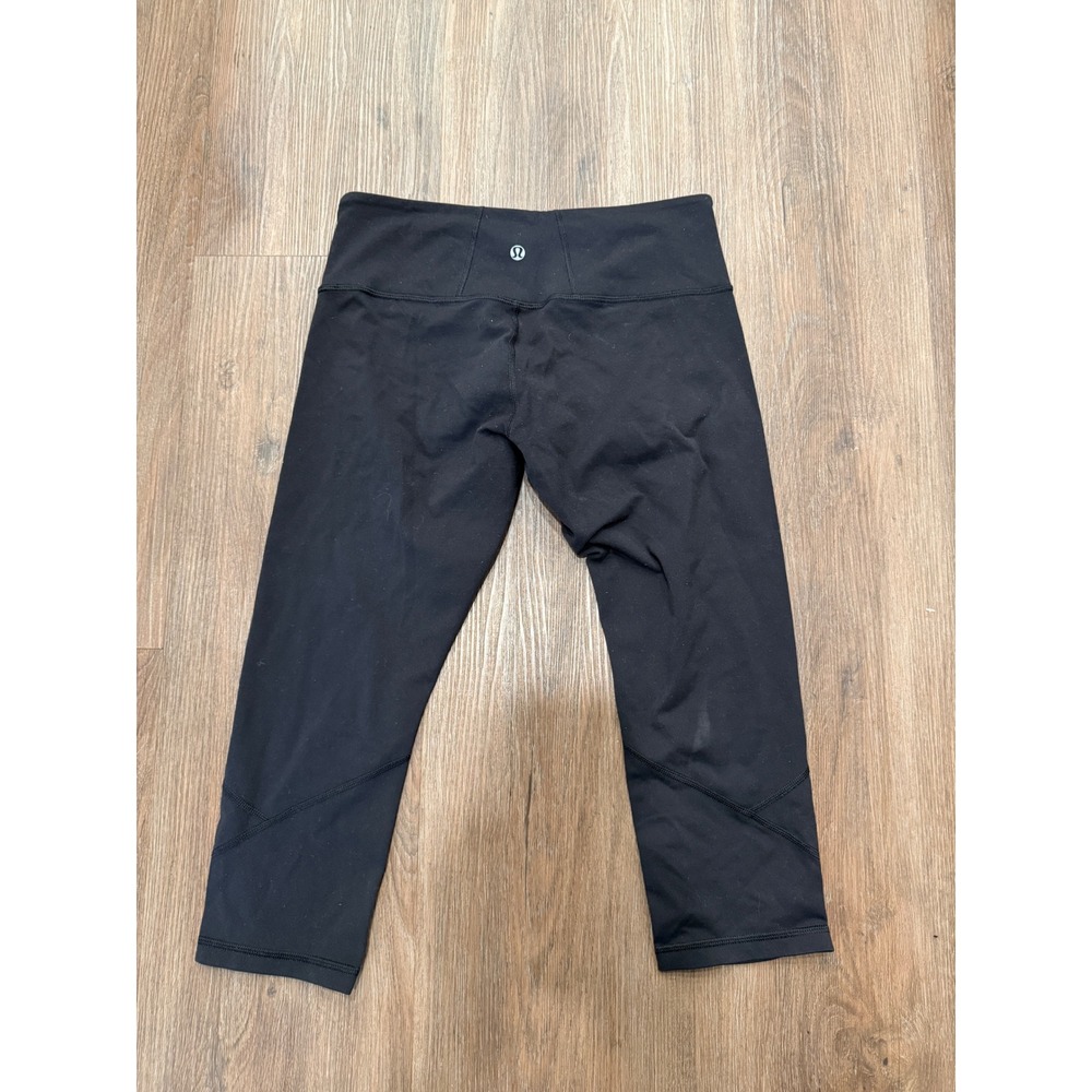 Lululemon Pace Rival Crop Black Athletic Running Leggings Size 8 Mid Rise 20in